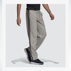 NWT Adidas Mens Medium Gray Heather Joggers with Black Stripes